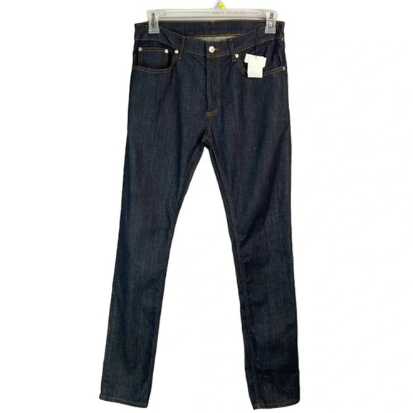 SANDRO Paris NWT Mens Skinny Jeans Brut Blue Dark Wash Denim Button Fly 31 - Picture 2 of 14